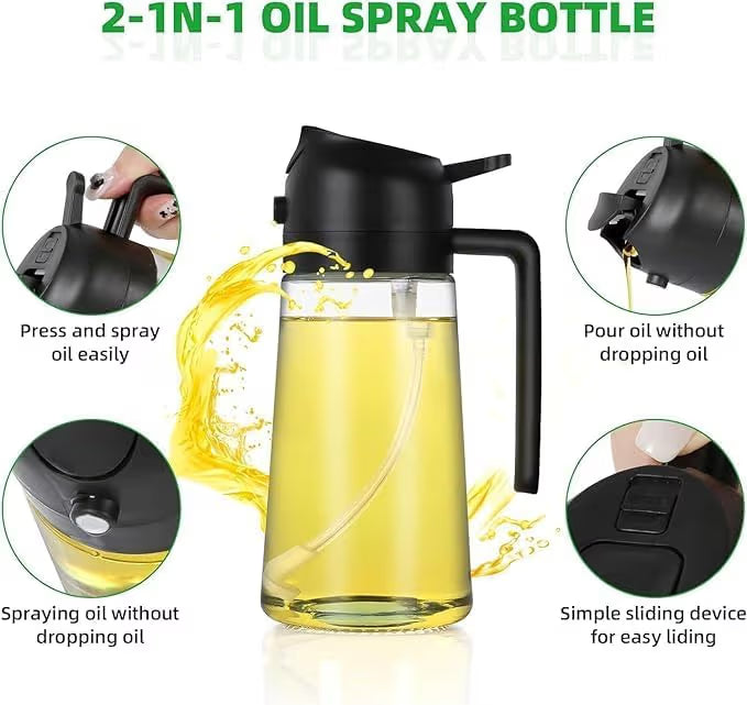 GharTech Glass Oil Sprayer Bottle 500ml – Mist & Stream Dispenser