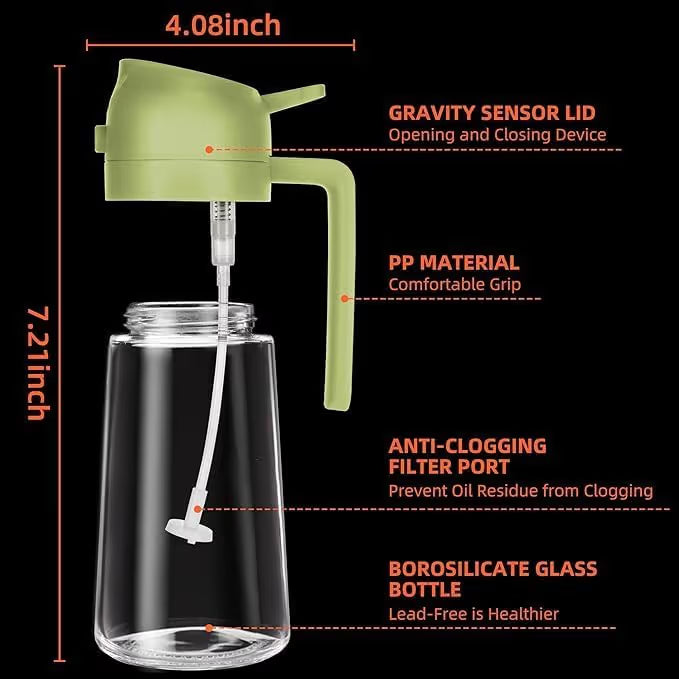 GharTech Glass Oil Sprayer Bottle 500ml – Mist & Stream Dispenser